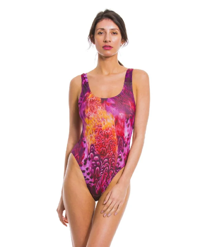 Purple Amalfi Tan Through Scoop Neck Swimsuit