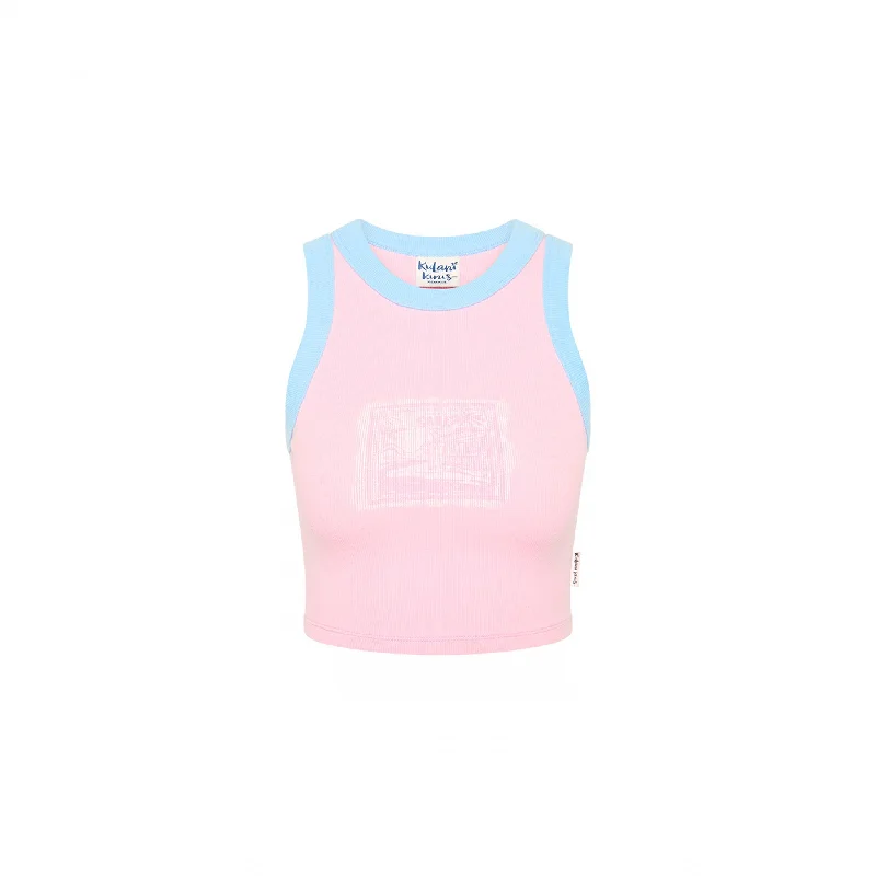 Bind Crop Tank Top - Pink Tides