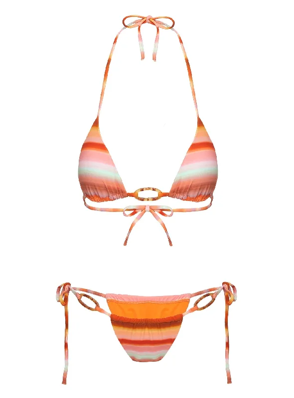 Essense Triangle Bikini Top Orange Multi