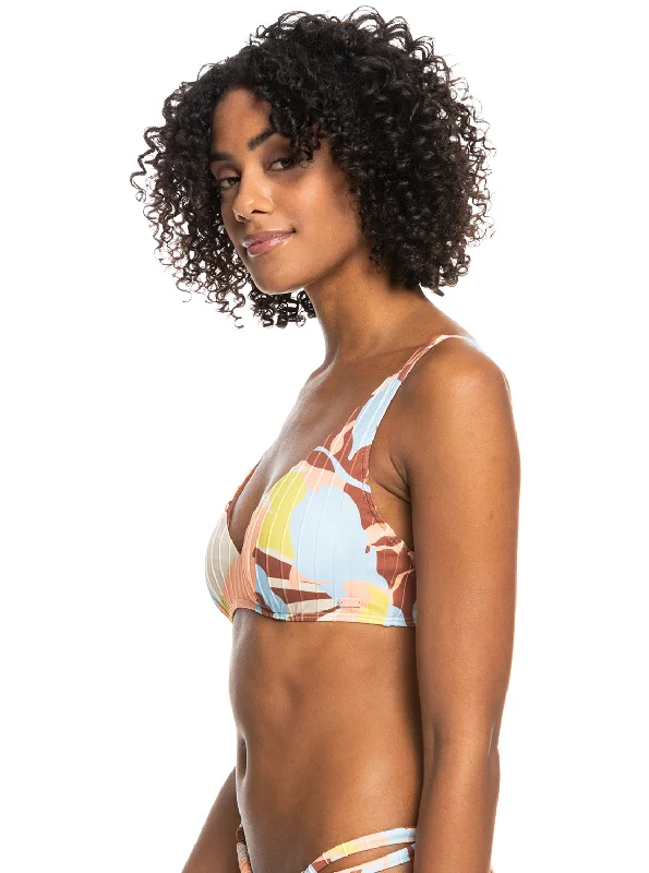 Floraldelic Printed D-Cup Bikini Top - Rustic Brown Floraldelic