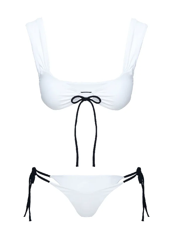 Freefall Tie Front Bikini Top White / Black