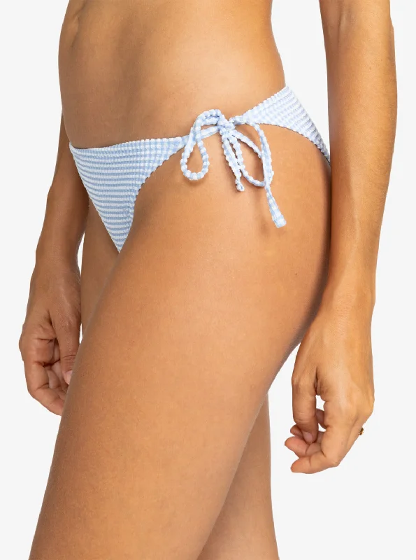 Gingham Tie-Side Cheeky Bikini Bottoms - Bel Air Blue Minivich