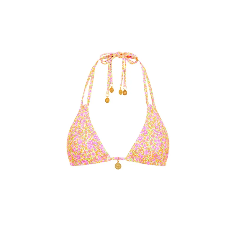 Halter Bralette Bikini Top - Champagne Blossom