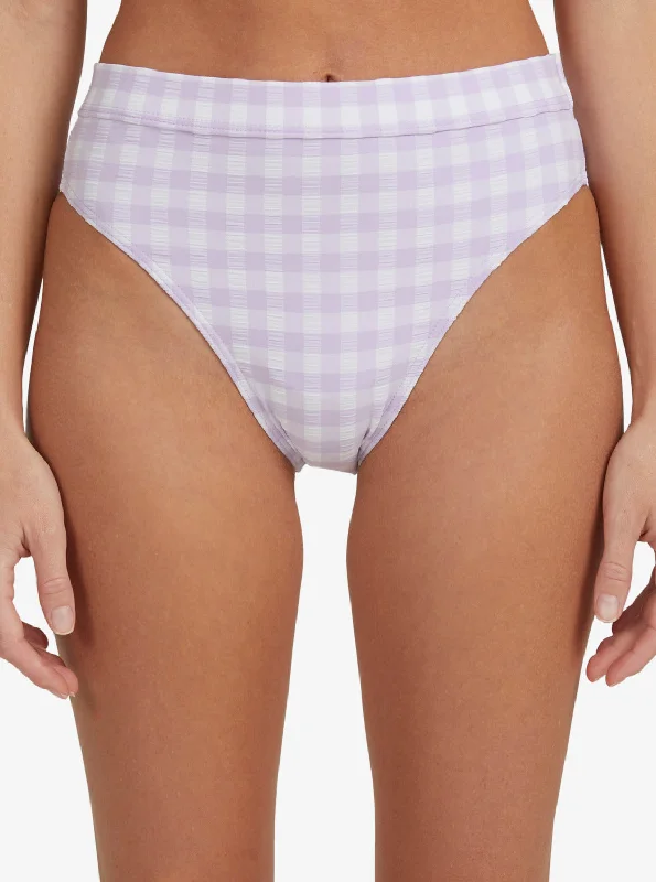 Heart The Check Moderate Coverage Bikini Bottoms - Castle Gingham Lg Pastel Lilac