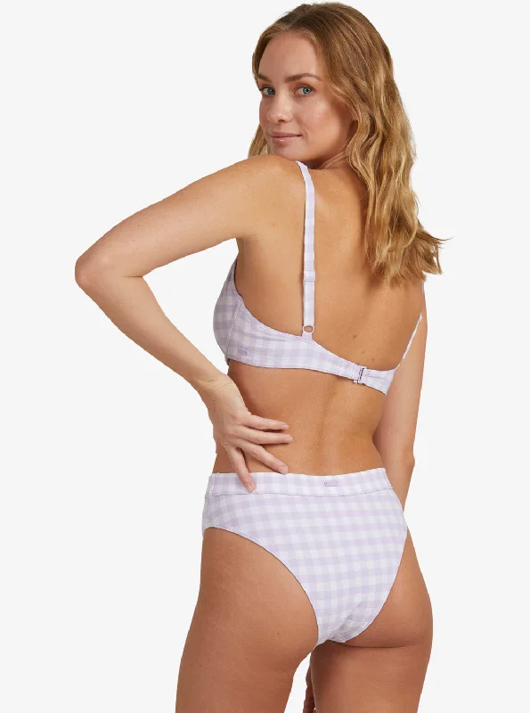 Heart The Check Moderate Coverage Bikini Bottoms - Castle Gingham Lg Pastel Lilac