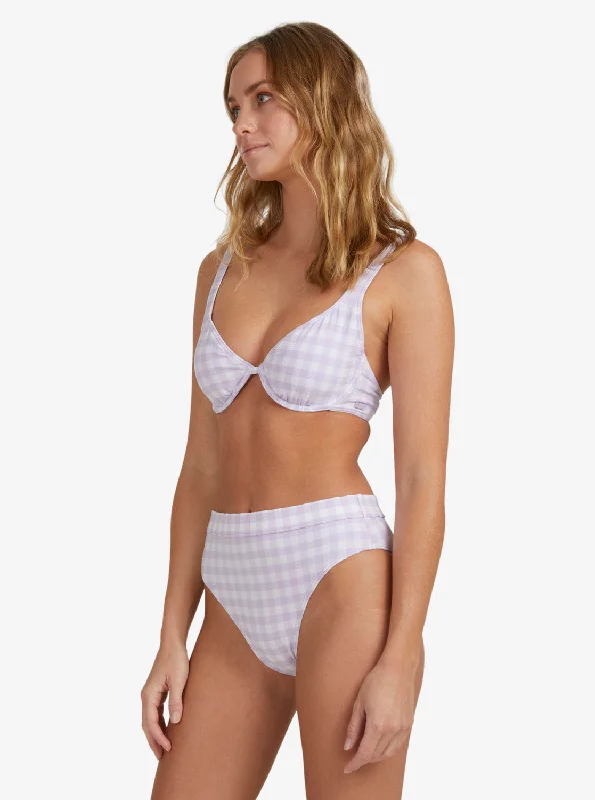 Heart The Check Moderate Coverage Bikini Bottoms - Castle Gingham Lg Pastel Lilac