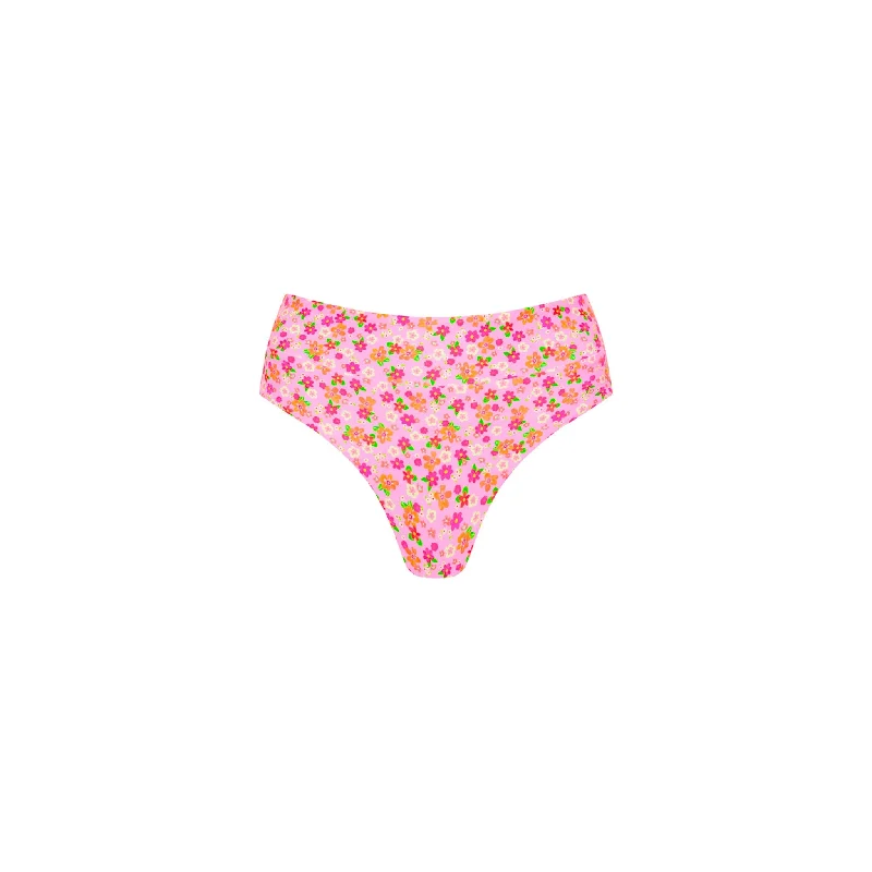 High Waist Cheeky Bikini Bottom - Frangipani Fever