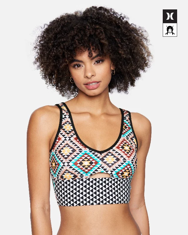 Hurley x Black Girls Surf Max Mosaic Geo Long Line Bikini Top