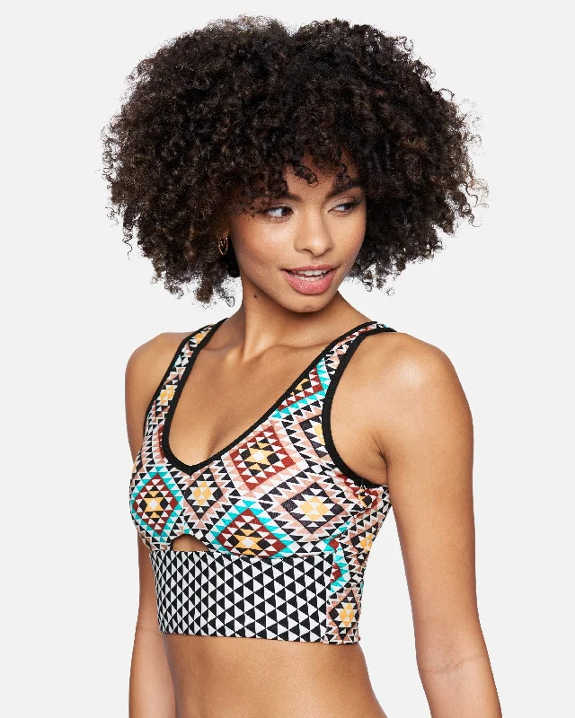 Hurley x Black Girls Surf Max Mosaic Geo Long Line Bikini Top