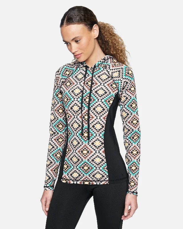 Hurley x Black Girls Surf Mosaic Geo Long Sleeve Hoodie Rashguard