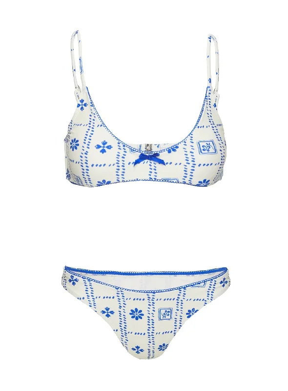 Kursti Bralette Bikini Top Blue / White