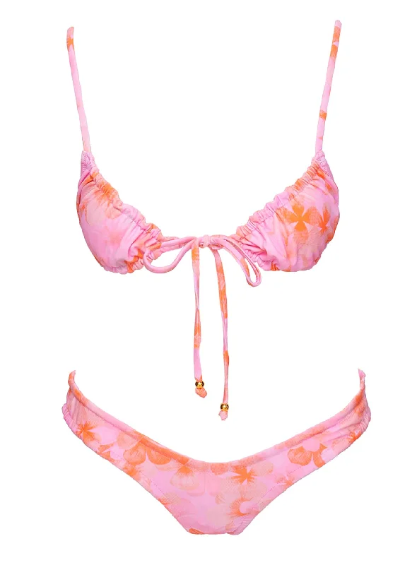 Lelani Ruched Bikini Top Pink Floral