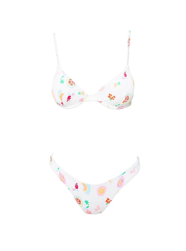 Lolita Rib Bikini Top White Multi