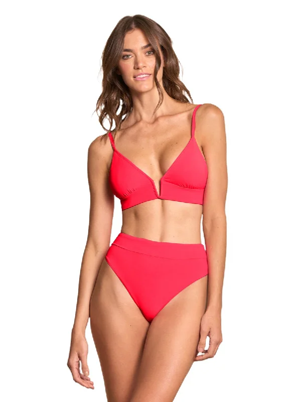 Maaji Cherry Red Parade Long Line Triangle Bikini Top