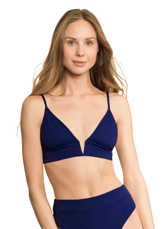 Maaji Indigo Blue Parade Long Line Triangle Bikini Top