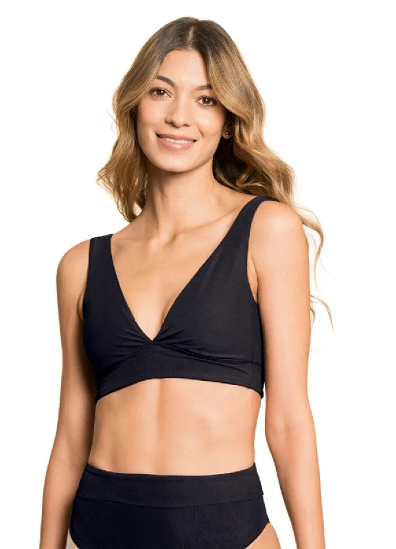 Maaji Jade Black Allure Long Line Triangle Bikini Top