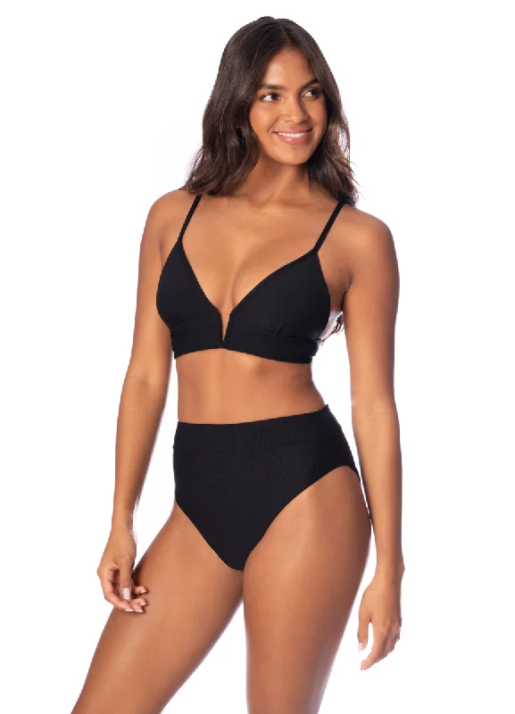 Maaji Jade Black Parade Long Line Triangle Bikini Top