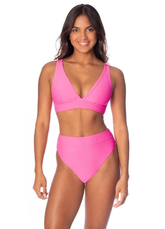 Maaji Radiant Pink Allure Long Line Triangle Bikini Top