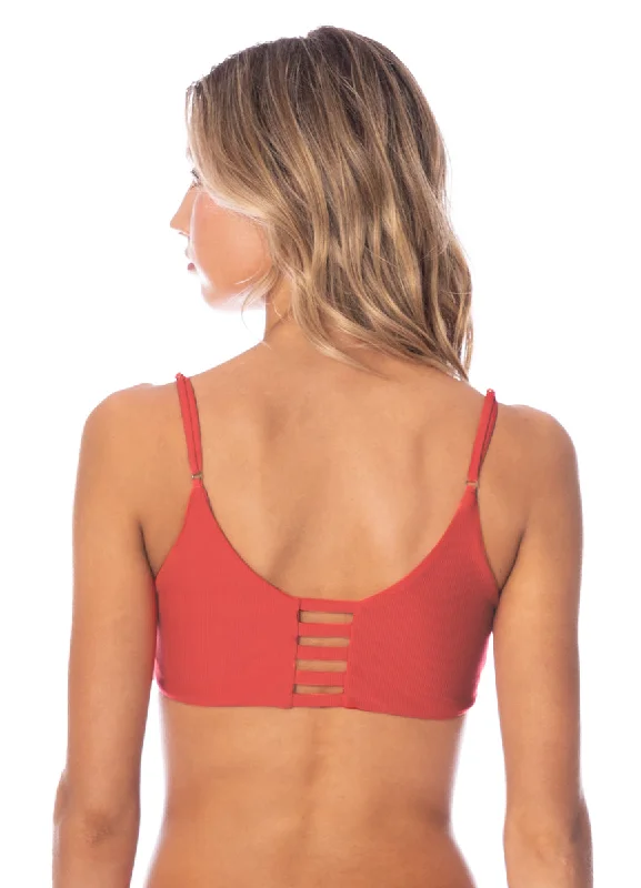 Maaji Red Camelia Praia Classic Bralette Bikini Top