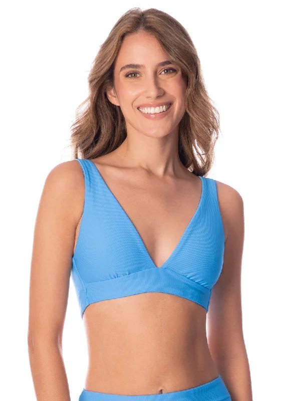 Maaji Stone Blue Allure Long Line Triangle Bikini Top