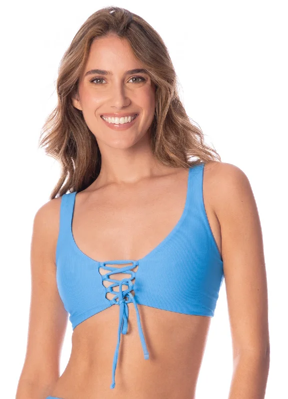 Maaji Stone Blue Allure Long Line Triangle Bikini Top