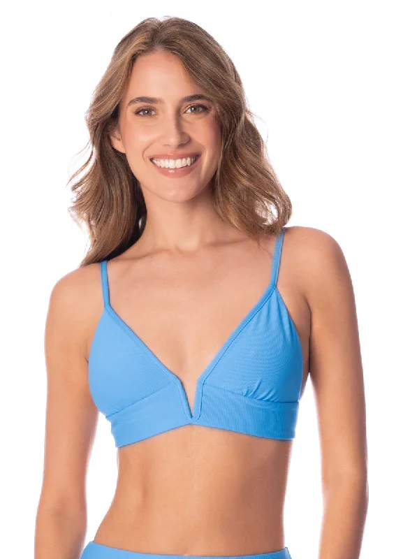 Maaji Stone Blue Parade Long Line Triangle Bikini Top