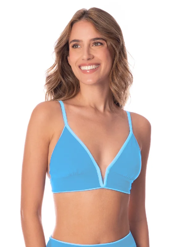 Maaji Stone Blue Parade Long Line Triangle Bikini Top