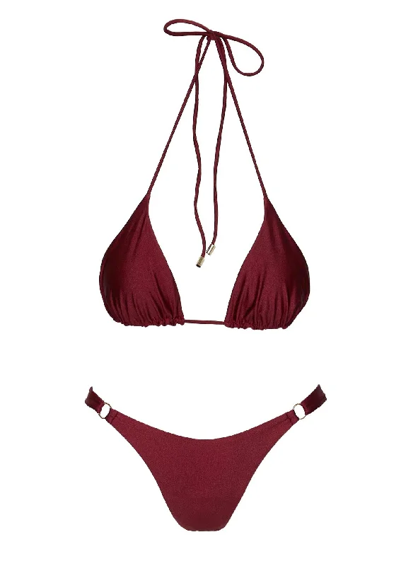 Nevaeh Shine Triangle Bikini Top Burgundy