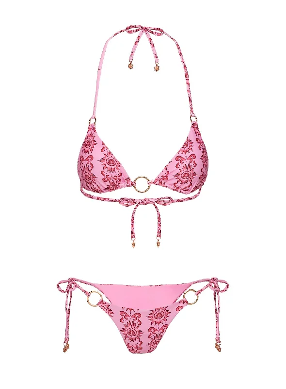 Oceanview Ring Triangle Bikini Top Pink