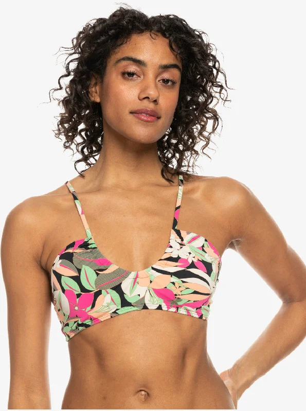 Printed Beach Classics Bra Bikini Top - Anthracite Palm Song S