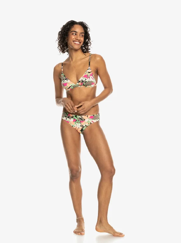 Printed Beach Classics Fixed Triangle Bikini Top - Anthracite Palm Song S