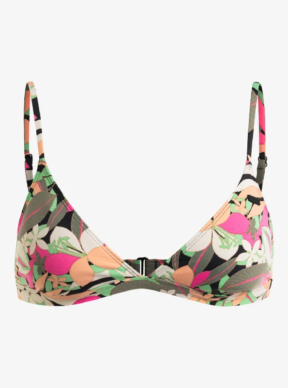 Printed Beach Classics Fixed Triangle Bikini Top - Anthracite Palm Song S