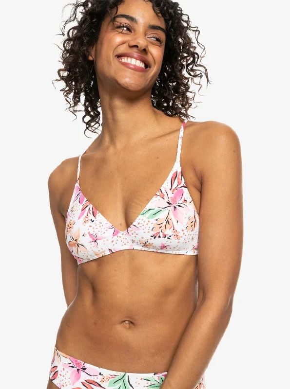 Printed Beach Classics Strappy Bra Bikini Top - White Happy Tropical Swim