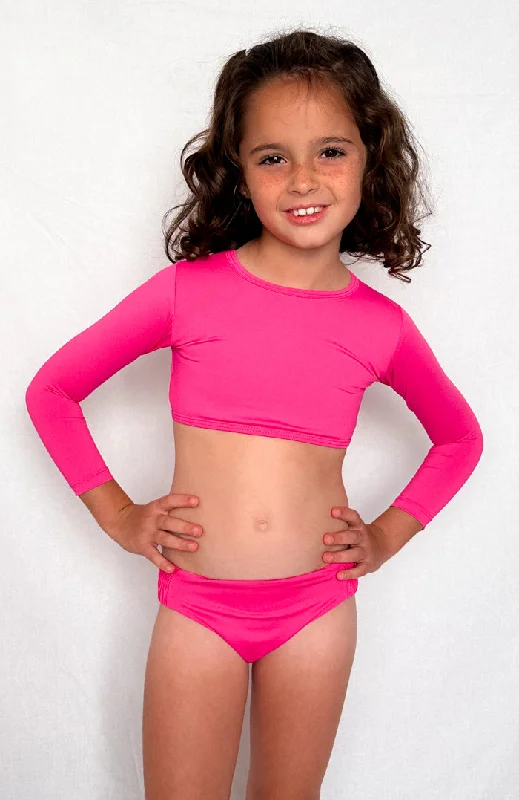 Keiki Paradiso Lush Pink Long Sleeve Cropped Top