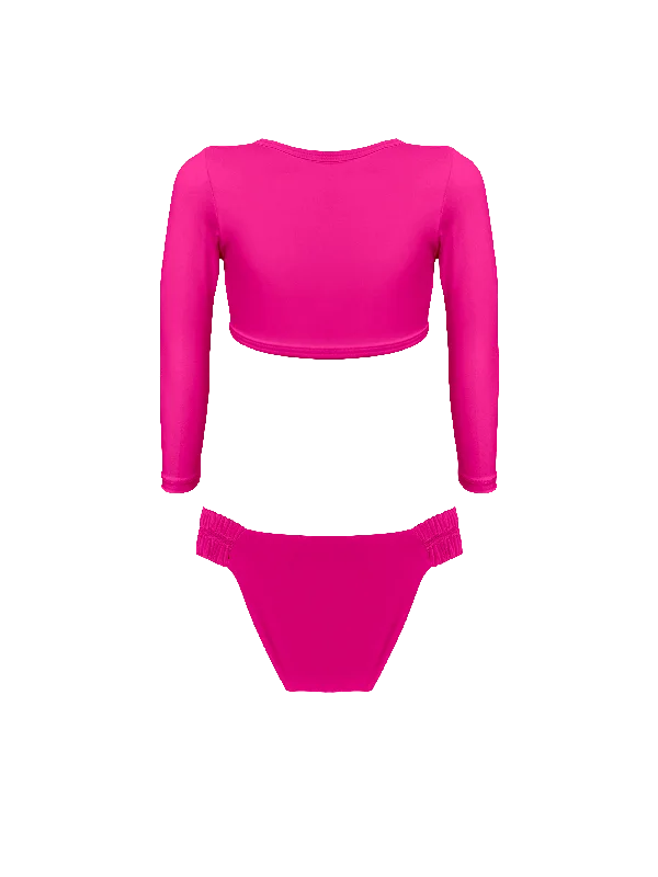 Keiki Paradiso Lush Pink Long Sleeve Cropped Top