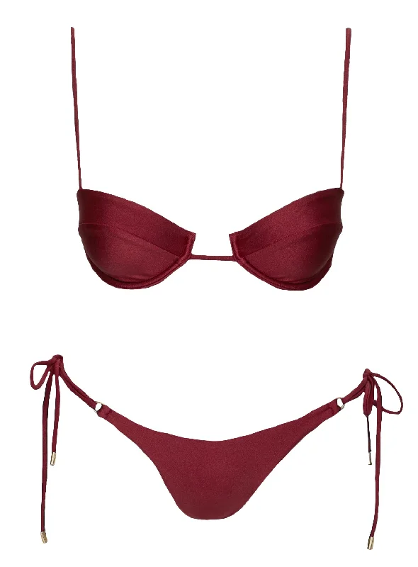 Presson Shine Underwire Bikini Top Burgundy