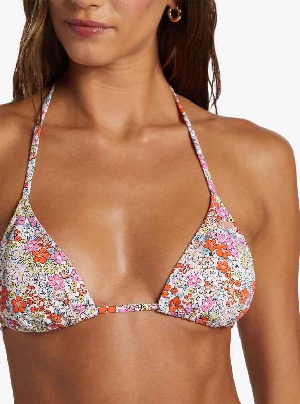 Printed Beach Classics Tiki Triangle Bikini Top - Tiger Lily Autumn Ditsy