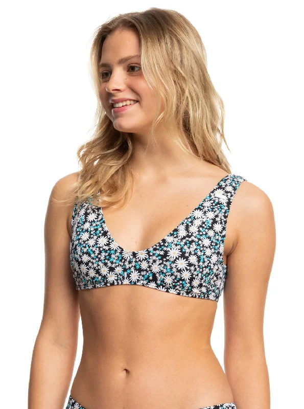 Printed Beach Classics Triangle Bikini Top - Anthracite Cute Daisies