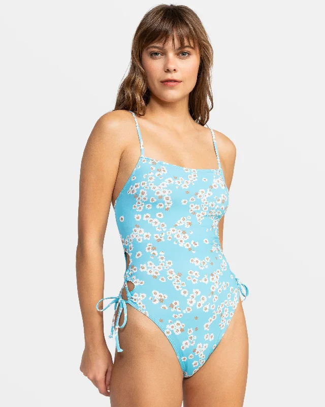 Printed Beach Classics Side Tie One-Piece Swimsuit - Maui Blue Margarita