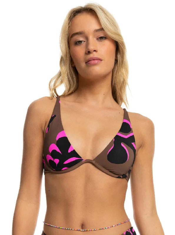 ROWLEY X ROXY Underwired Bikini Top - Cr Downtown Brown Leaf