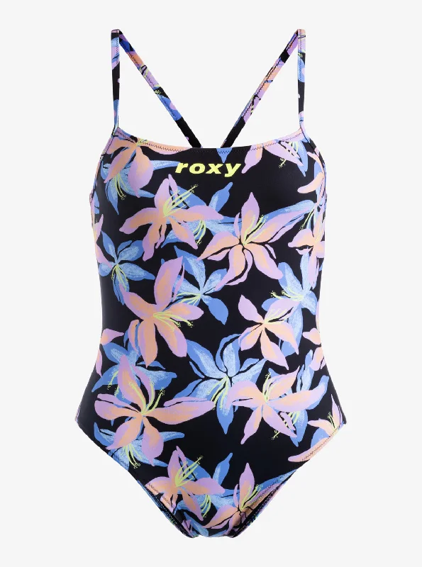 Roxy Active Basic One-Piece Swimsuit - Anthracite Kiss