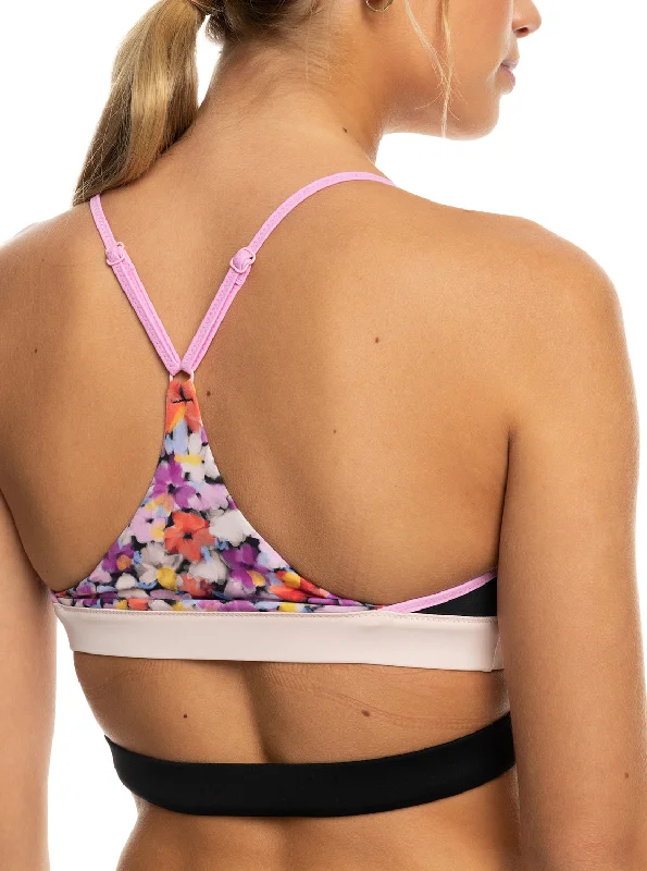 Roxy Active Bralette Bikini Top - Anthracite Swim Blooms