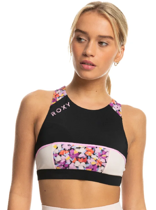 Roxy Active Crop Bikini Top - Anthracite Swim Blooms