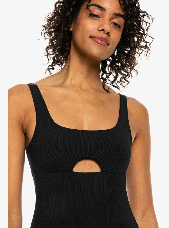 Roxy Pro The Double Line One-Piece Swimsuit - Anthracite