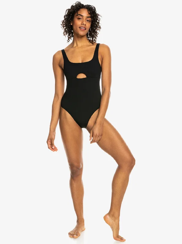 Roxy Pro The Double Line One-Piece Swimsuit - Anthracite