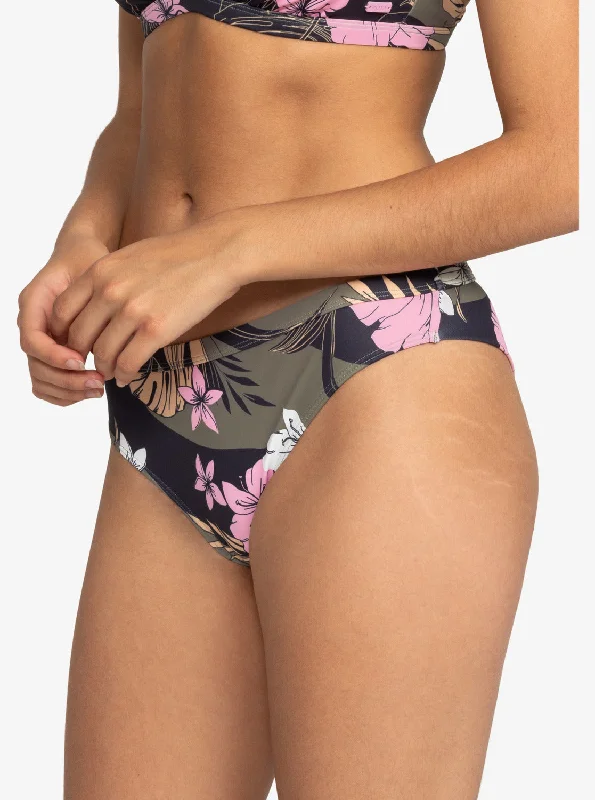 Roxy Pro The Snap Turn Cheeky Bikini Bottoms - Anthracite Classic Pro Surf