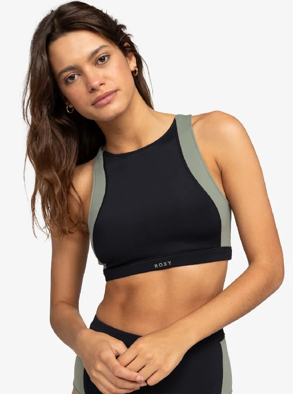 Roxy Pro Wave Crop Top Bikini Top - Anthracite