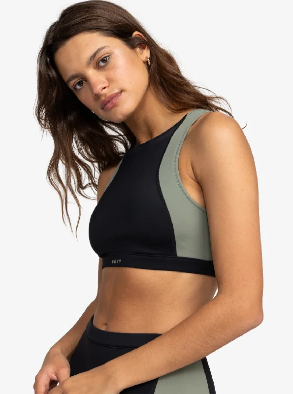 Roxy Pro Wave Crop Top Bikini Top - Anthracite