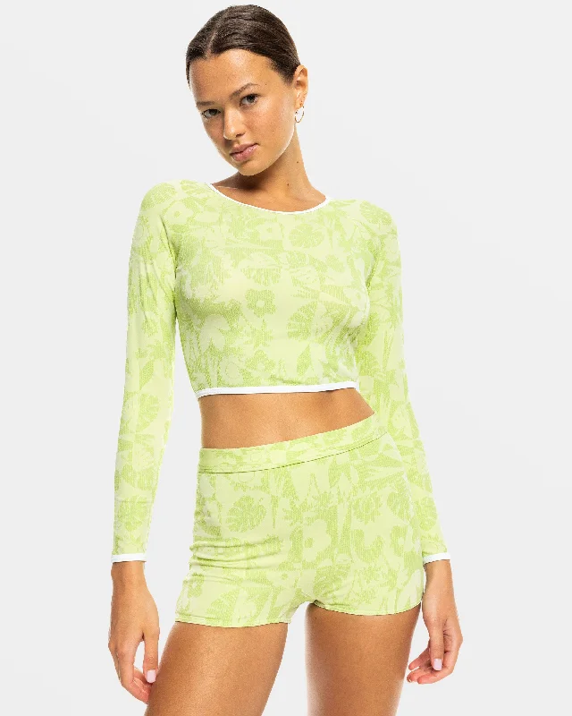 Solaria Long Sleeve Crop Surf Top - Tomatillo