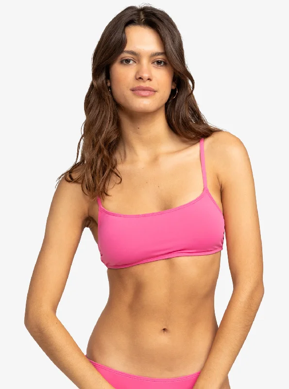 Solid Beach Classics Bralette Bikini Top - Shocking Pink